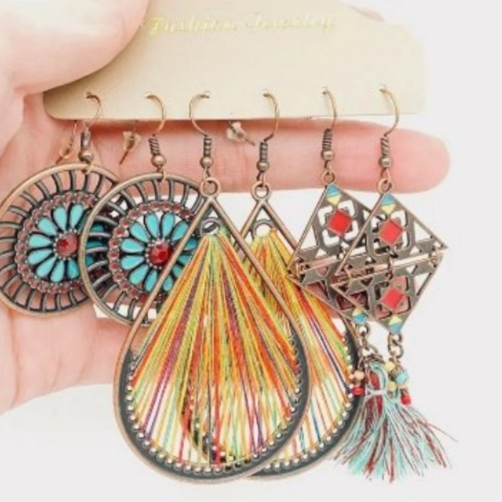 3 Pairs Of Boho Earrings NWOT - Picture 4 of 4